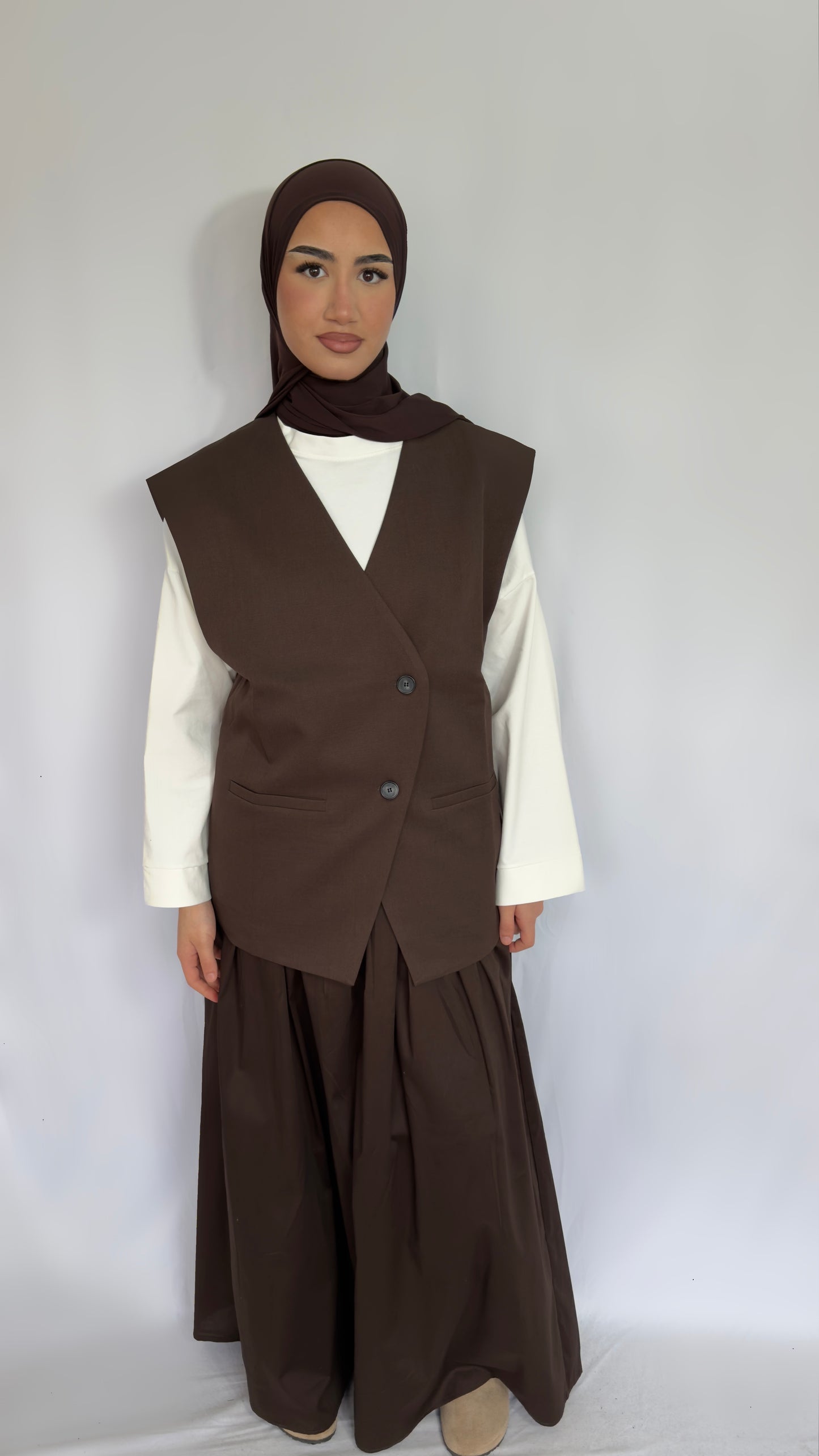 Blazer sans manches brun